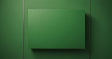 Poster - A green square box is centered against a solid green background, with a vertical line running across the top of the box
