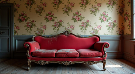 Wall Mural - red leather sofa