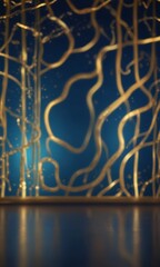 Fototapete - a blurred, abstract background with a pattern of curved, golden lines and bubbles, creating a sense of movement and depth