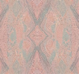 Poster - a repeating pattern of geometric shapes in shades of pink, blue, and green, creating a visually striking and symmetrical design