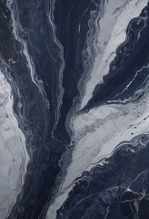 Leinwandbilder - a close-up view marble surface with a swirling pattern of dark blue and white hues The marble appears to be wet, suggesting it has been recently cleaned or polished