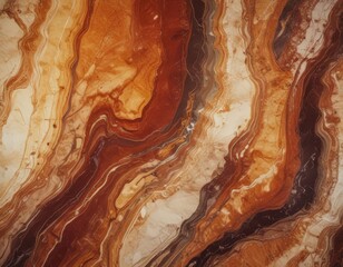 Leinwandbilder - a close-up view marble surface with a swirling pattern of brown, orange, and white hues, creating a sense of movement and depth