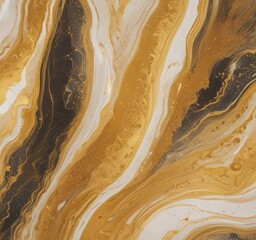 Leinwandbilder - a close-up view marble-like surface with swirling patterns of gold, black, and white colors