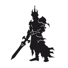 Wall Mural - Monochromatic Silhouette of  warrior with a sword vector illustration