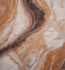 Poster - a close-up view marble surface with a swirling pattern of light and dark brown hues, creating a sense of movement and depth