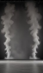Poster - Two tall, thin columns of white smoke rise from the center of the , creating a dramatic and ethereal atmosphere