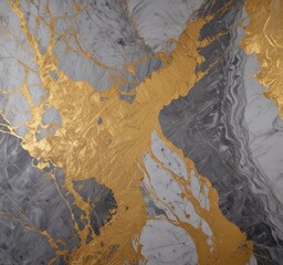 Aufkleber - a close-up view marble surface with a striking pattern of gold and gray marble The gold marble is in the form flowing, organic shape that contrasts with the
