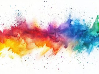 Wall Mural - abstract watercolor explosion in vibrant rainbow hues with fluid shapes and organic textures blending seamlessly on textured paper background