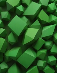 Poster - a collection of green, low-polygonal cubes and pyramids, creating a visually striking and abstract pattern