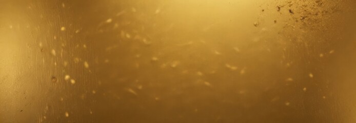 Fototapete - a close-up view textured, golden-colored surface, possibly a glass or metal, with small specks of dust or dirt scattered across it
