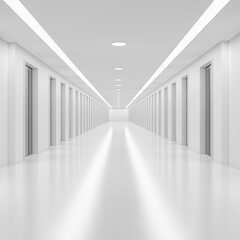 Poster - White Corridor with Doors and Lights.