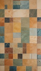 Fototapete - a grid of square tiles in various shades of brown, beige, and green, arranged in a visually appealing pattern