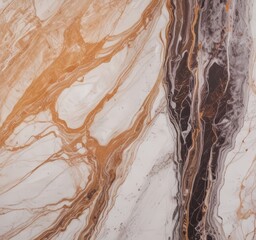 Leinwandbilder - a close-up view marble surface with a striking pattern of swirling lines and swirls in shades of orange, white, and brown