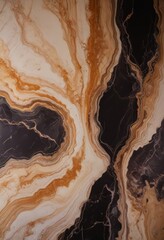 Leinwandbilder - a close-up view marble surface with a striking pattern of swirling lines and swirls in various shades of brown, black, and white