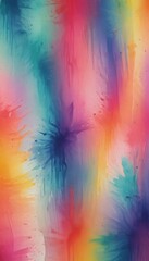Poster - a vibrant abstract painting with a colorful, fluid design The background is a gradient of blue, green, orange, and pink, creating a visually striking and dynamic composition