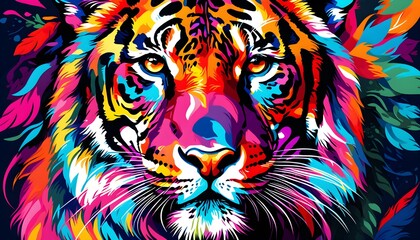 Wall Mural - Colorful and Vibrant Animal Portrait Poster Created with AI Artistry