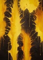 Leinwandbilder - a striking abstract painting with a bold, textured appearance The dominant colors are black and yellow, with splashes of yellow creating a sense of movement and energy