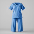 © ruangrit19 - Blue Medical Uniform Scrubs Mockup on Grey Background