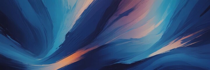 Fototapete - a digital painting featuring abstract blue and orange brushstrokes, creating a dynamic and vibrant composition