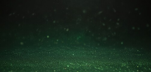 Poster - a dark green, glittery surface with small, scattered particles or specks of light, creating a sense of movement and depth