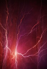 Leinwandbilder - a dramatic scene of lightning striking a dark red background, with the lightning bolts radiating outwards in a striking pattern