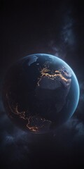 Aufkleber - The Earth at night, with the continents illuminated by city lights and the dark blue oceans and atmosphere creating a sense of depth and vastness