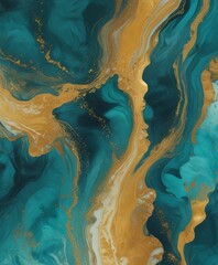 Aufkleber - a striking abstract pattern with swirling, fluid lines in shades of blue and gold, creating a sense of movement and dynamism