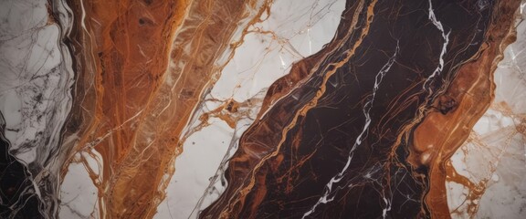 Leinwandbilder - a close-up view marble surface with a striking pattern of marbled colors, including shades of brown, white, and black
