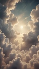 Leinwandbilder - The sun peeks through the clouds, casting a warm glow on the sky, creating a serene and picturesque scene