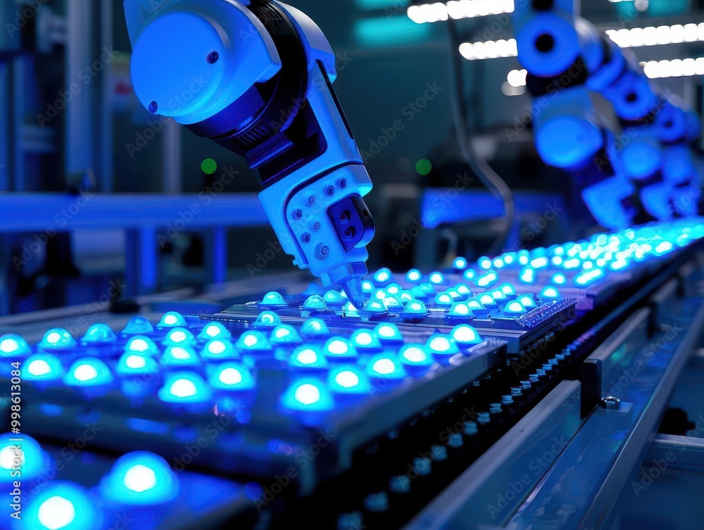 electrifying innovation futuristic assembly line with robotic arms ...