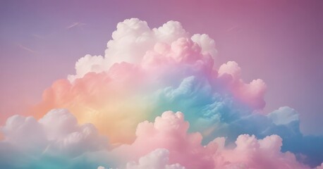 Fototapete - A vibrant, pastel-colored cloud formation in the sky, resembling a rainbow, with a gradient of pink, orange, yellow, green, blue, and purple hues
