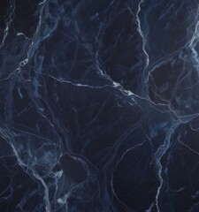 Leinwandbilder - a close-up view dark blue marble surface with intricate patterns and cracks, creating a textured and visually striking effect