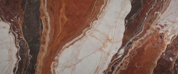 Poster - a close-up view marble surface with a striking pattern of brown, white, and black marble swirls and lines