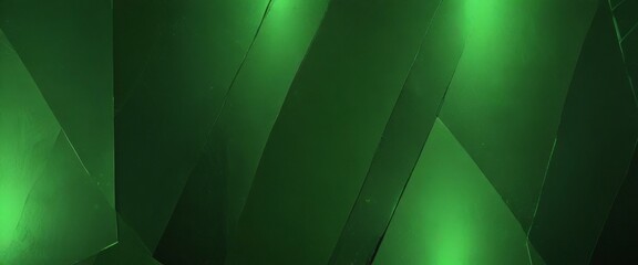Poster - a close-up view green, translucent, and reflective surface, possibly a glass or a mirror, with a geometric pattern of intersecting lines and angles