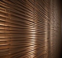 Poster - a close-up view wooden blind with vertical slats, creating a textured and patterned appearance