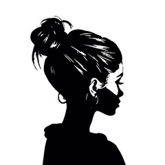 Messy Bun Girl silhouette vector illustration