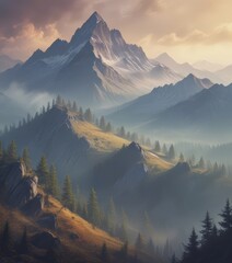 Poster - Majestic Mountain Landscape