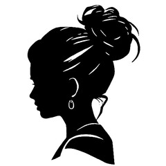 Messy Bun Girl silhouette  Illustration