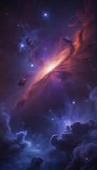 Poster - a vibrant cosmic scene, featuring a swirling nebula with a bright center and a multitude of stars and celestial bodies in the background
