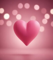 Leinwandbilder - A pink heart-shaped object floats against a pink background with white bokeh lights