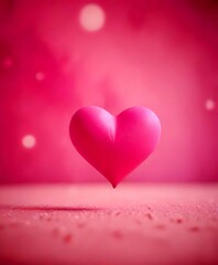 Leinwandbilder - A pink heart-shaped object floats against a pink background with white dots
