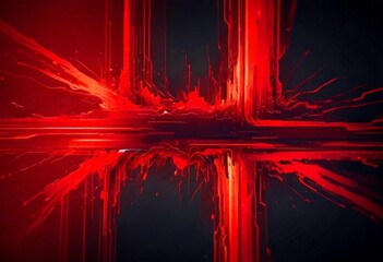 Fototapete - a striking abstract composition of red and black lines and splashes, creating a dynamic and visually captivating effect