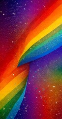 Poster - a vibrant rainbow with a gradient of colors, including red, orange, yellow, green, blue, and purple, set against a textured background with small white specks