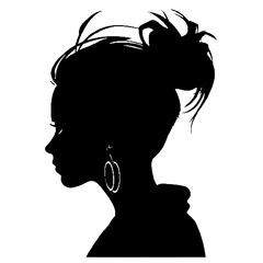 Messy Bun Girl silhouette  Illustration