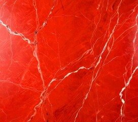 Leinwandbilder - a close-up view red marble surface with visible cracks and white lines running through it