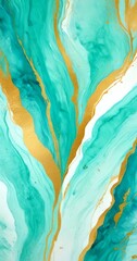 Leinwandbilder - a striking abstract pattern with turquoise and gold hues, creating a sense of movement and fluidity The pattern is composed of vertical and horizontal lines, with gold