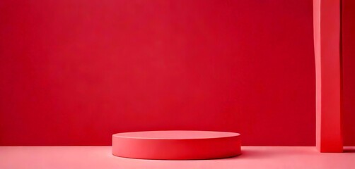 Aufkleber - A pink pedestal stands alone against a solid pink background, with a vertical pink pillar to the right