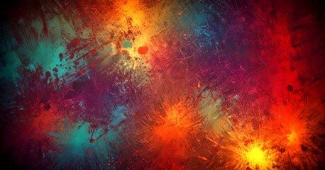 Leinwandbilder - a vibrant abstract background with splashes of color, including shades of red, orange, yellow, and blue, creating a dynamic and energetic visual effect