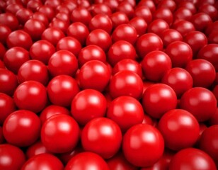 Aufkleber - A close-up view large number of red spheres, possibly representing balls or marbles, arranged in a visually striking pattern