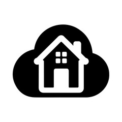 cloud and home silhouette vector icon illustration design